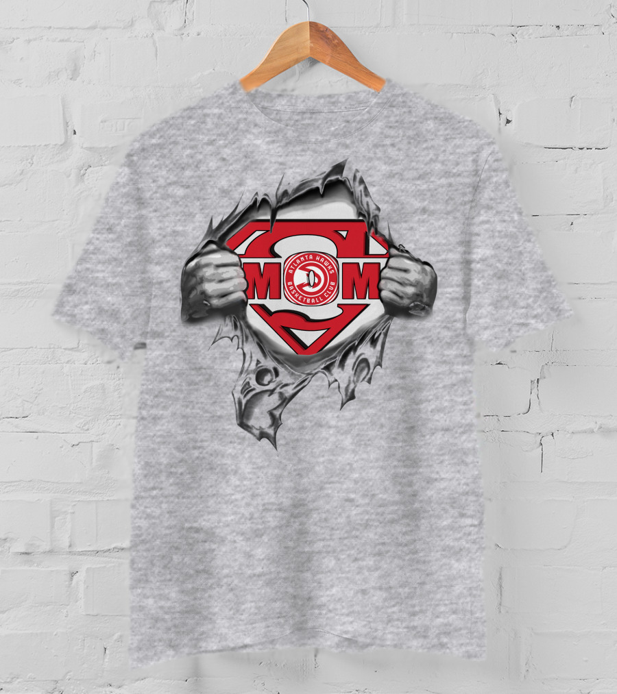 Atlanta Hawks Superman Mom Basketball Club Emblem T-Shirt
