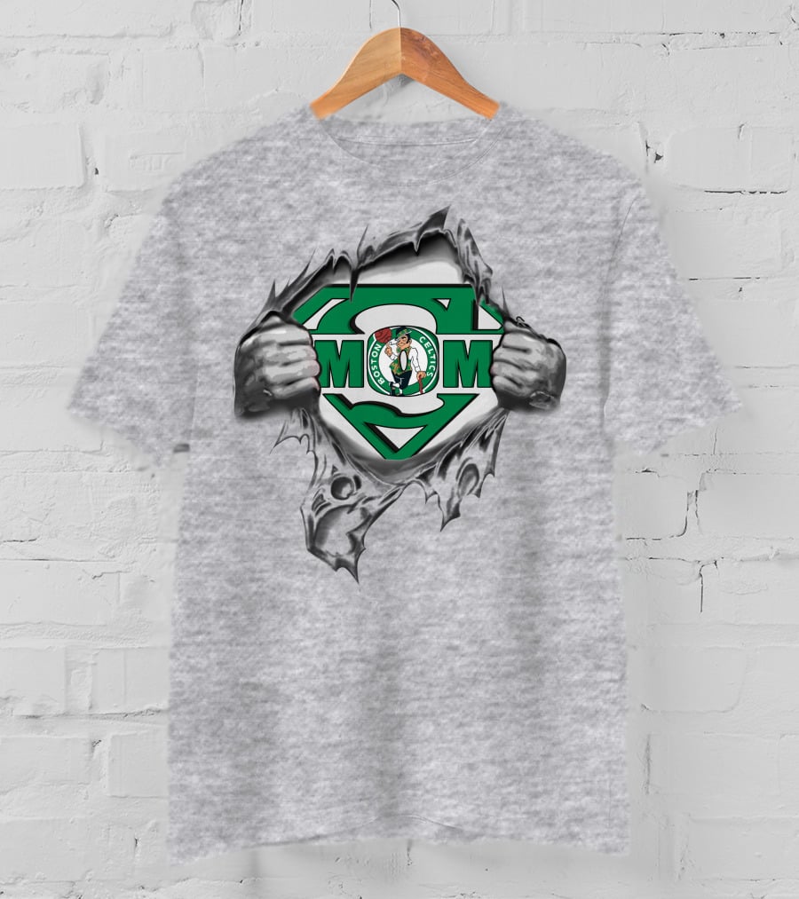 Boston Celtics Mom Super Logo Rip T-Shirt