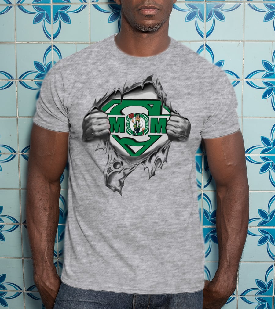 Boston Celtics Mom Super Logo Rip T-Shirt
