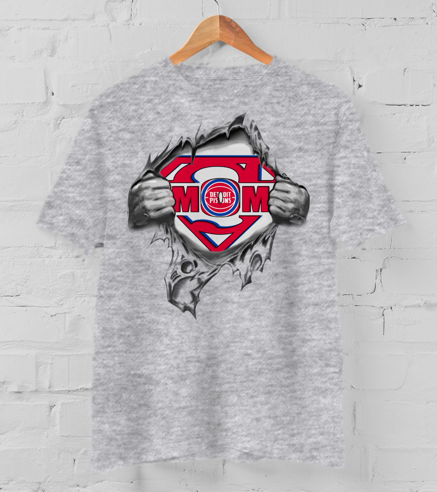 Detroit Pistons Mom Super Emblem T-Shirt