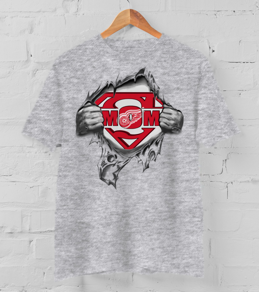 Detroit Red Wings Super MOM Logo Tear Open T-Shirt