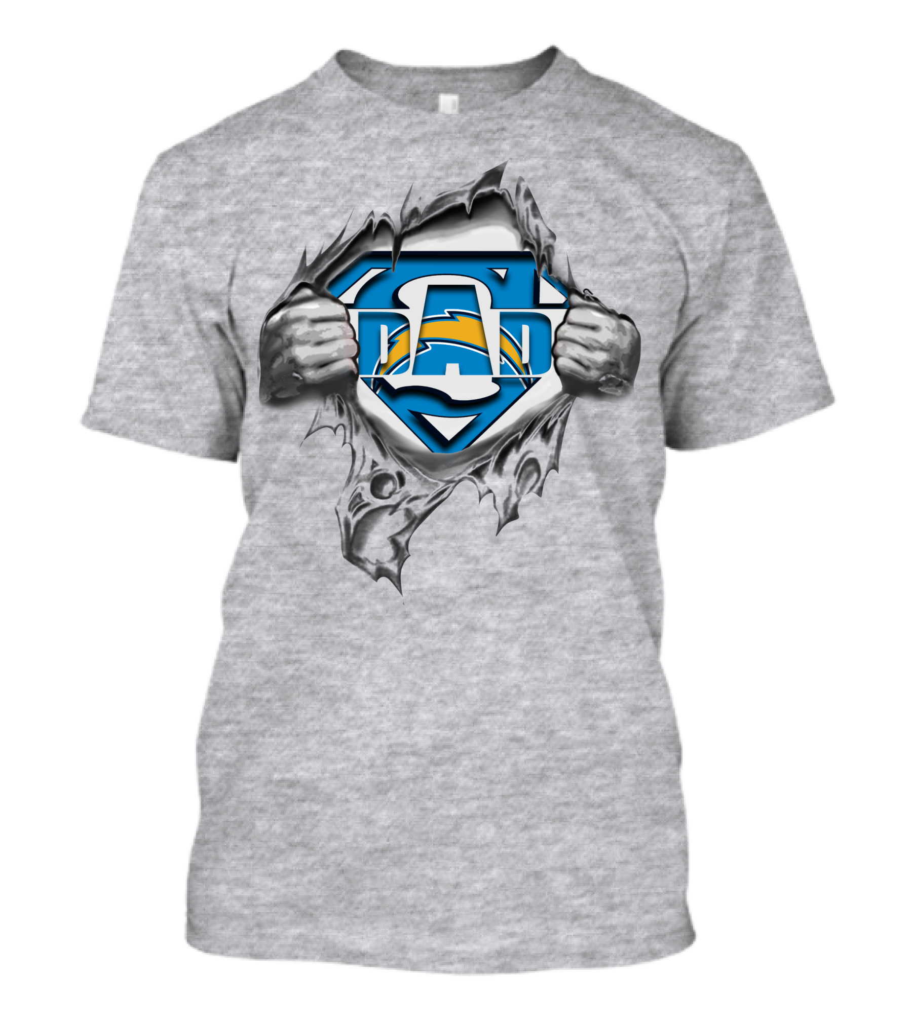 Chargers Super Dad Breaking Through With Lightning T-Shirt