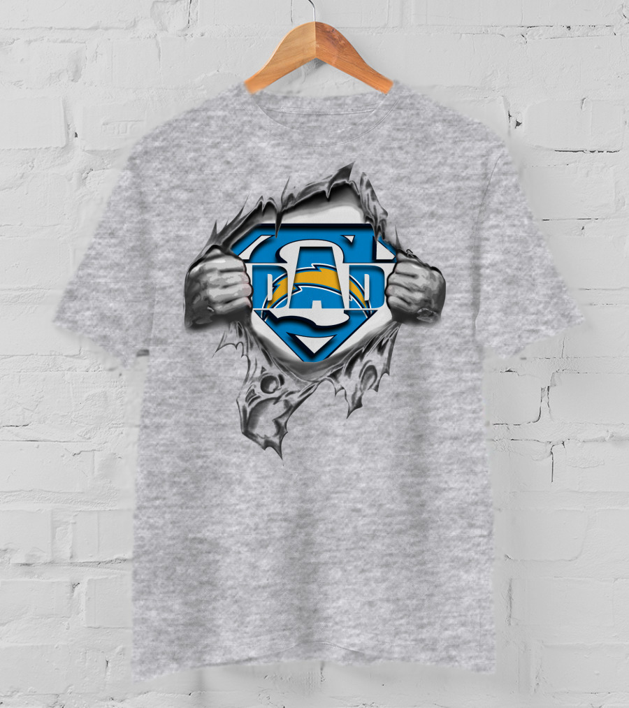 Chargers Super Dad Breaking Through With Lightning T-Shirt