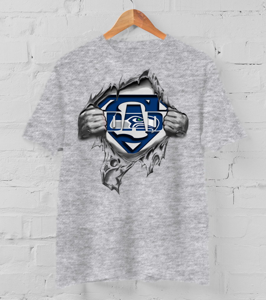 Seahawks Super Dad Superman Logo Nfl Fan T-Shirt