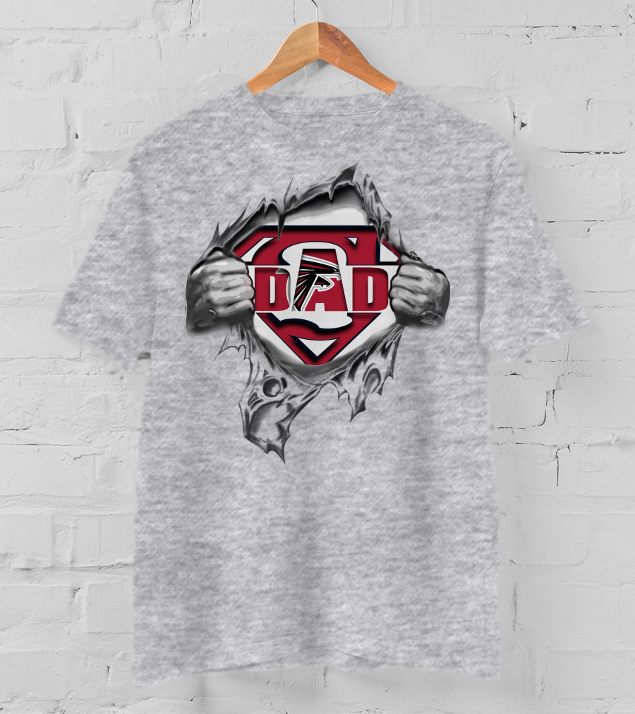 Atlanta Falcons Super Dad Logo With Superman Symbol And Ripped Effect T-Shirt