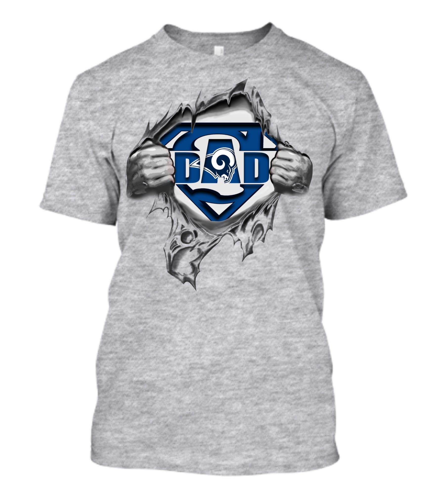 Rams Super Dad Superman Emblem With Torn Shirt Effect T-Shirt