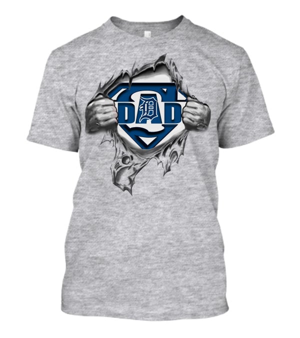 Detroit Tigers Super Dad Emblem With Symbolic Hands T-Shirt