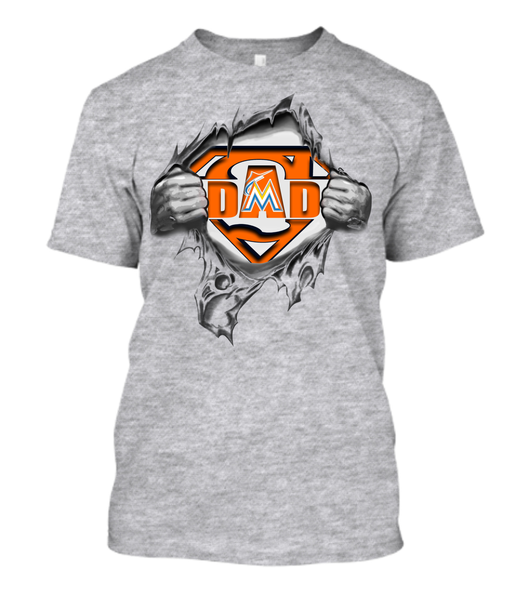 Super Dad Miami Marlins Logo Rip T-Shirt