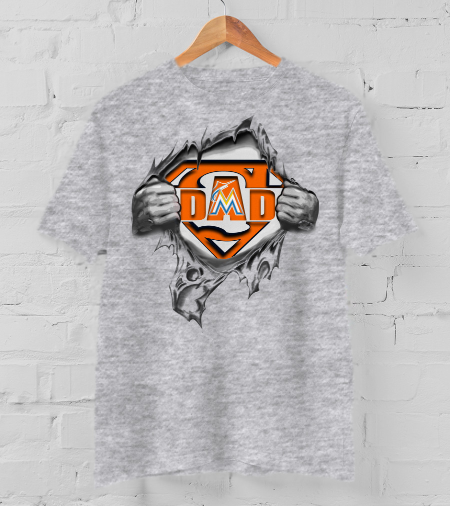 Super Dad Miami Marlins Logo Rip T-Shirt