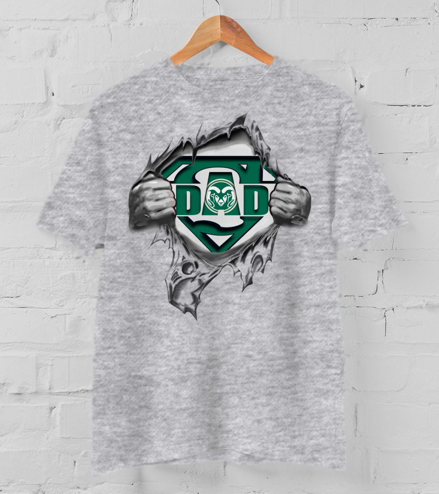 Colorado State Rams Super Dad Shield Logo With Ram T-Shirt