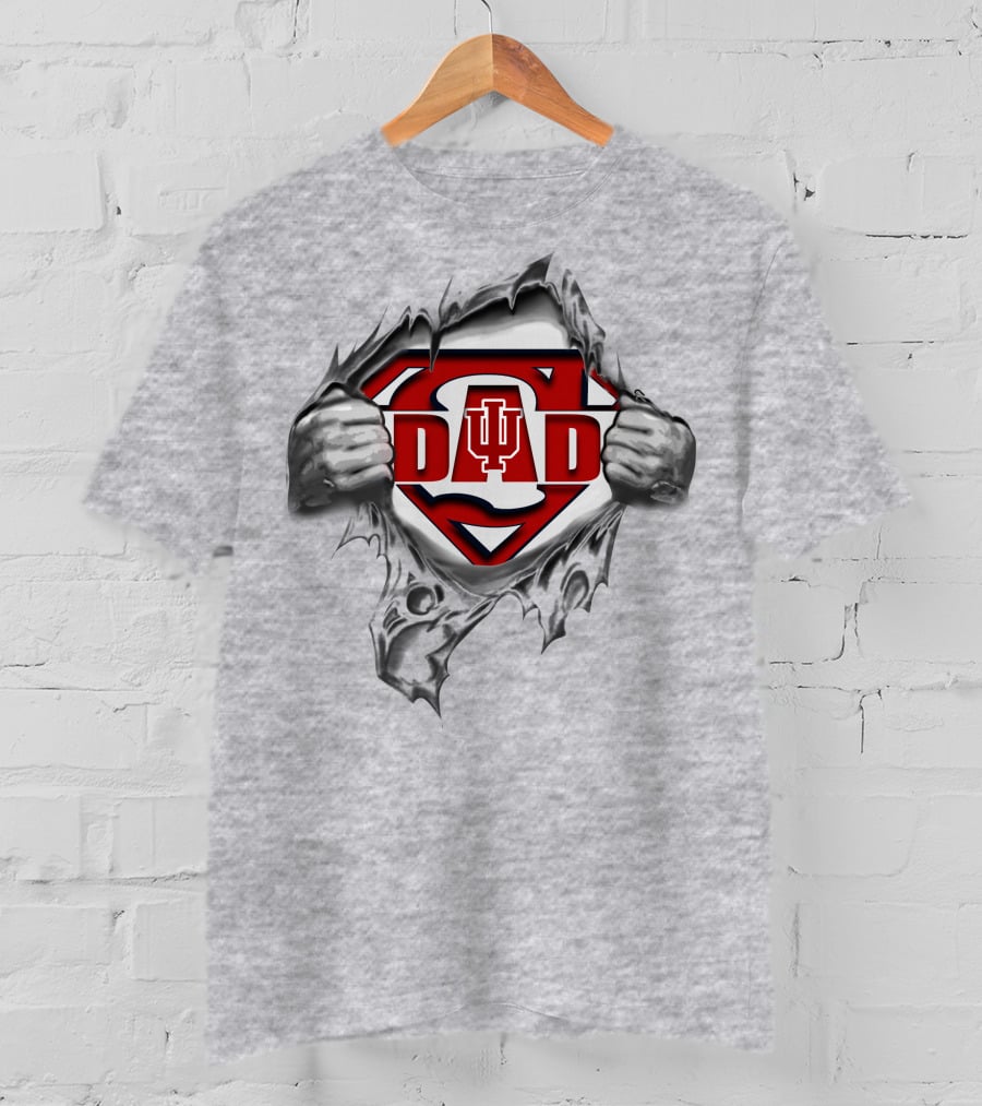 Indiana Hoosiers Dad Super Logo Strength Reveal T-Shirt