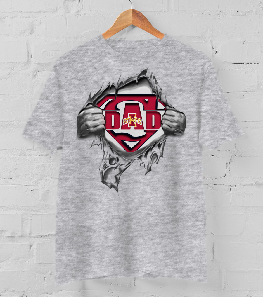 Iowa State Cyclones Super Dad A State Logo Rip Superhero T-Shirt