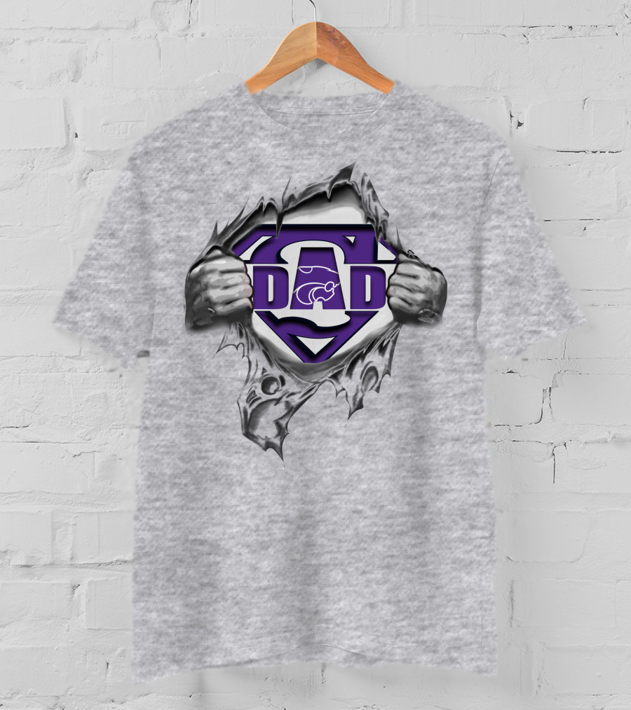 Kansas State Wildcats Dad Superhero Logo Rip T-Shirt