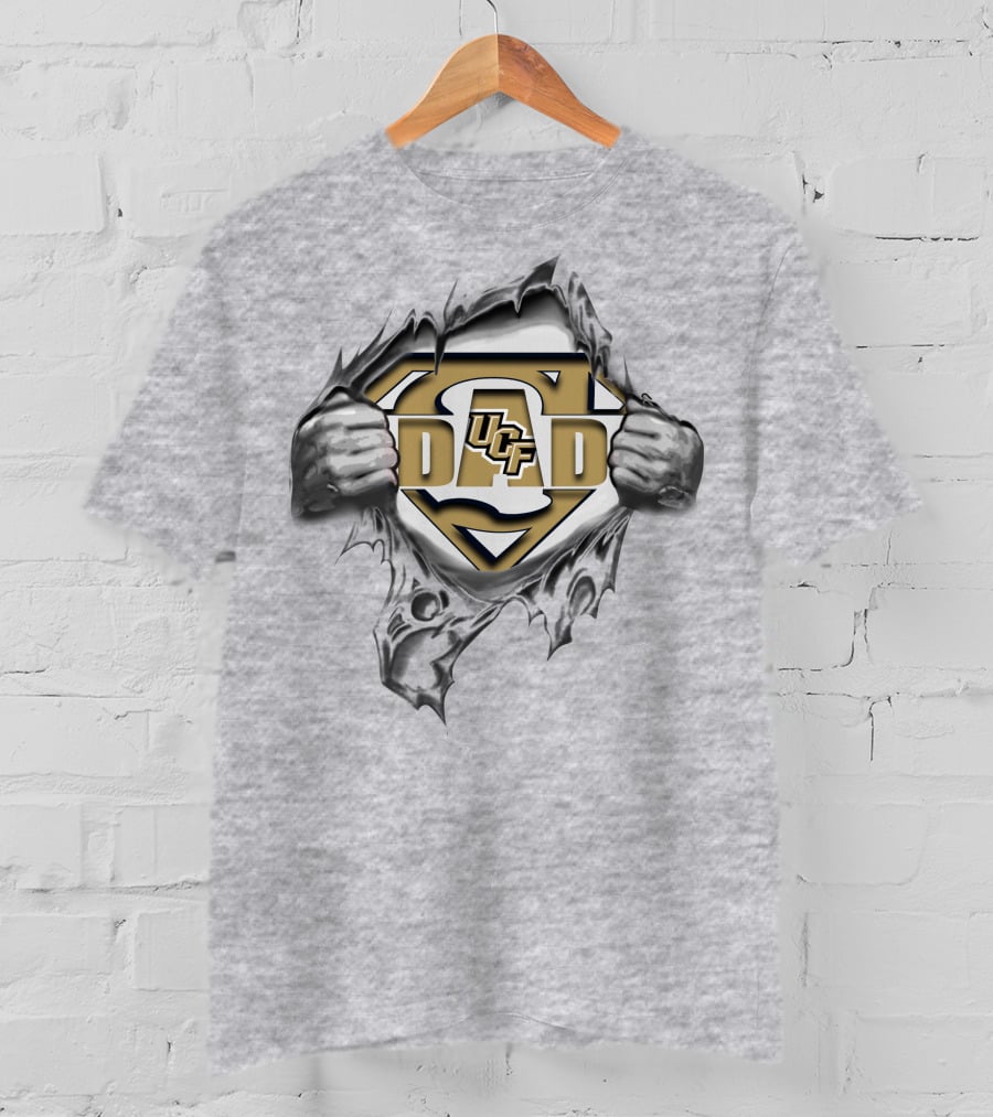 Ucf Knights Super Dad Logo In Torn Metal T-Shirt