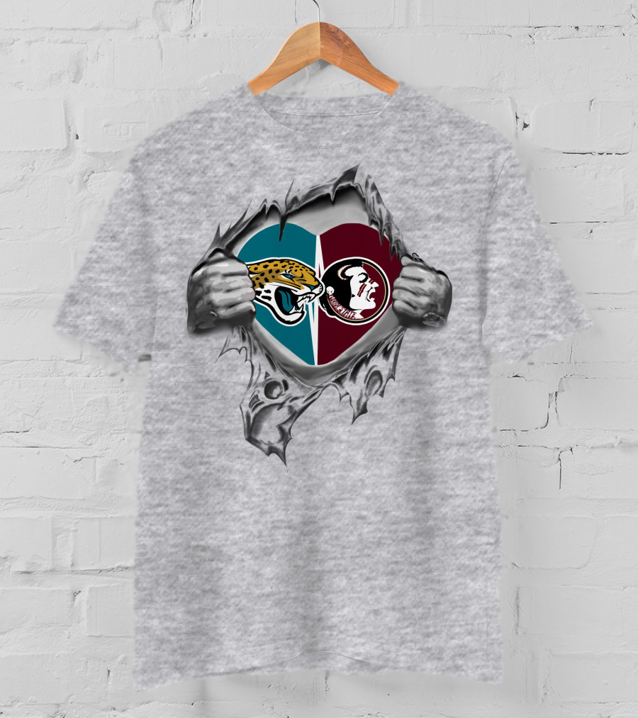 Jaguars FSU Seminoles Heart T-Shirt