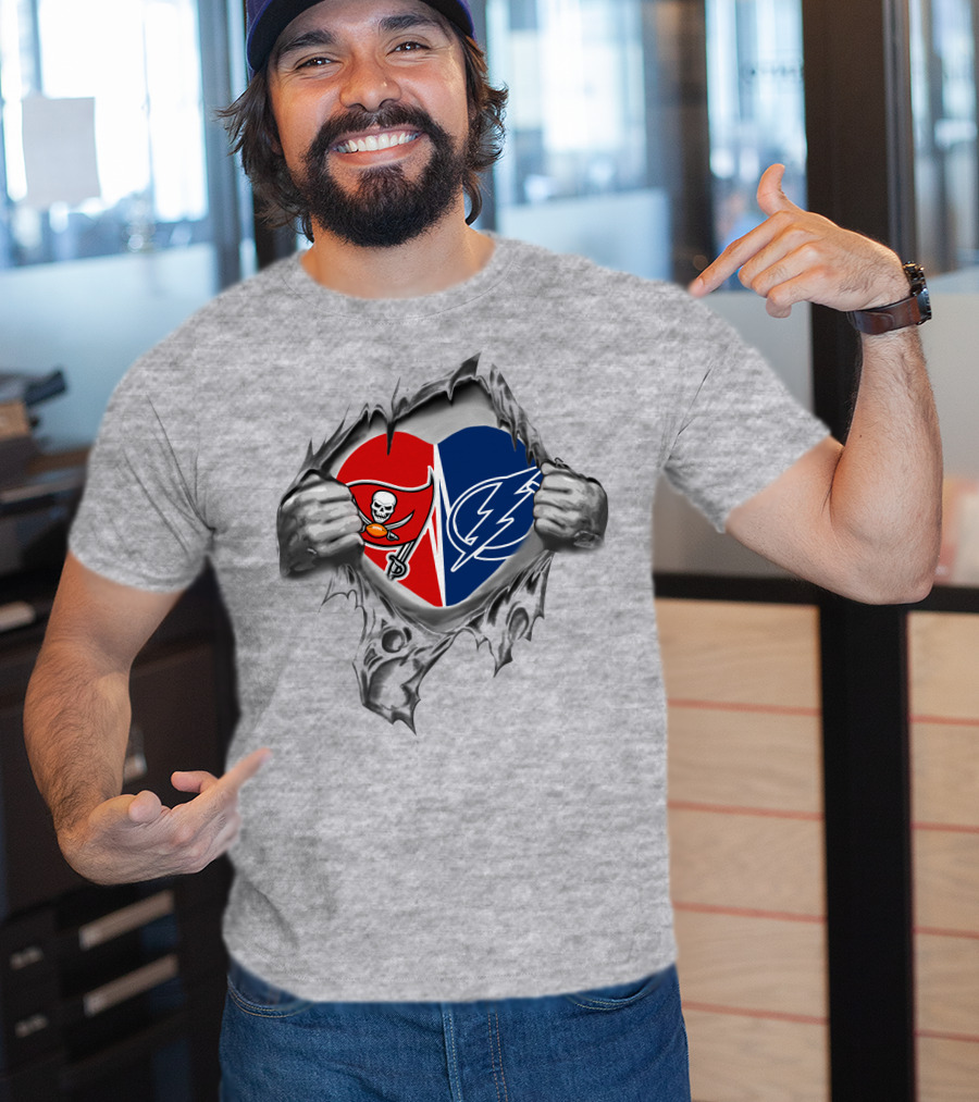 Tampa Bay Buccaneers And Lightning Heart T-Shirt
