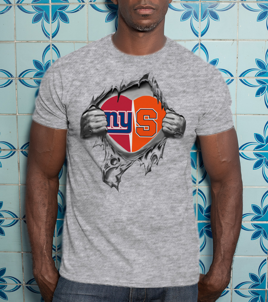New York Giants Syracuse Orange Heart T-Shirt