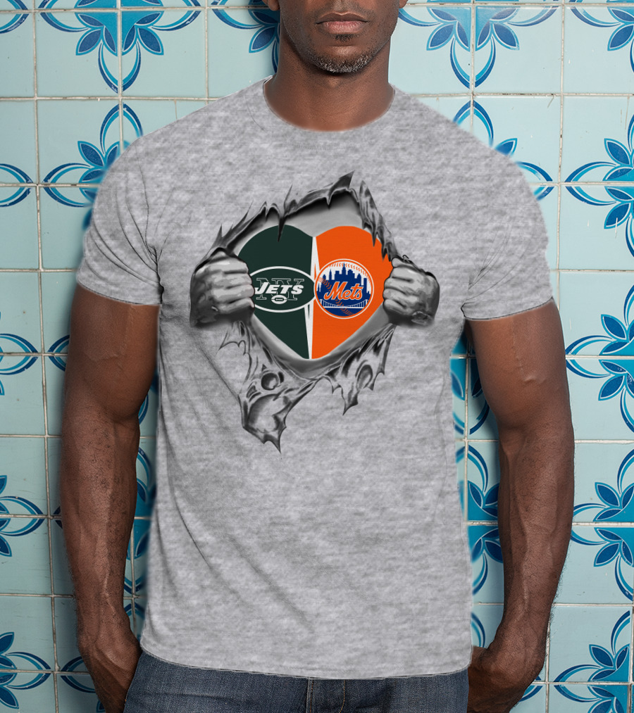 New York Jets Mets Heartfelt Loyalty Combination T-Shirt
