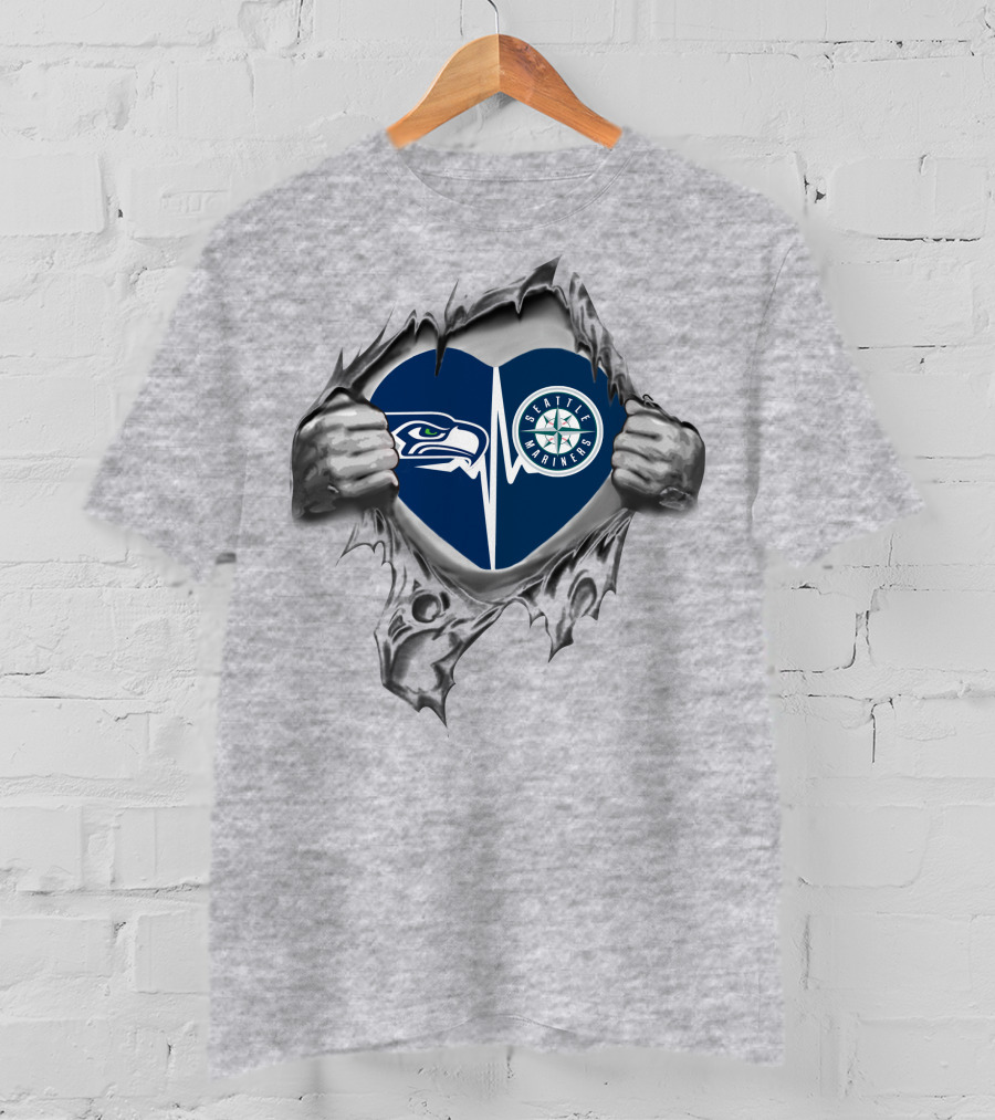 Seahawks Mariners Heart Logo Unveiling Passion T-Shirt