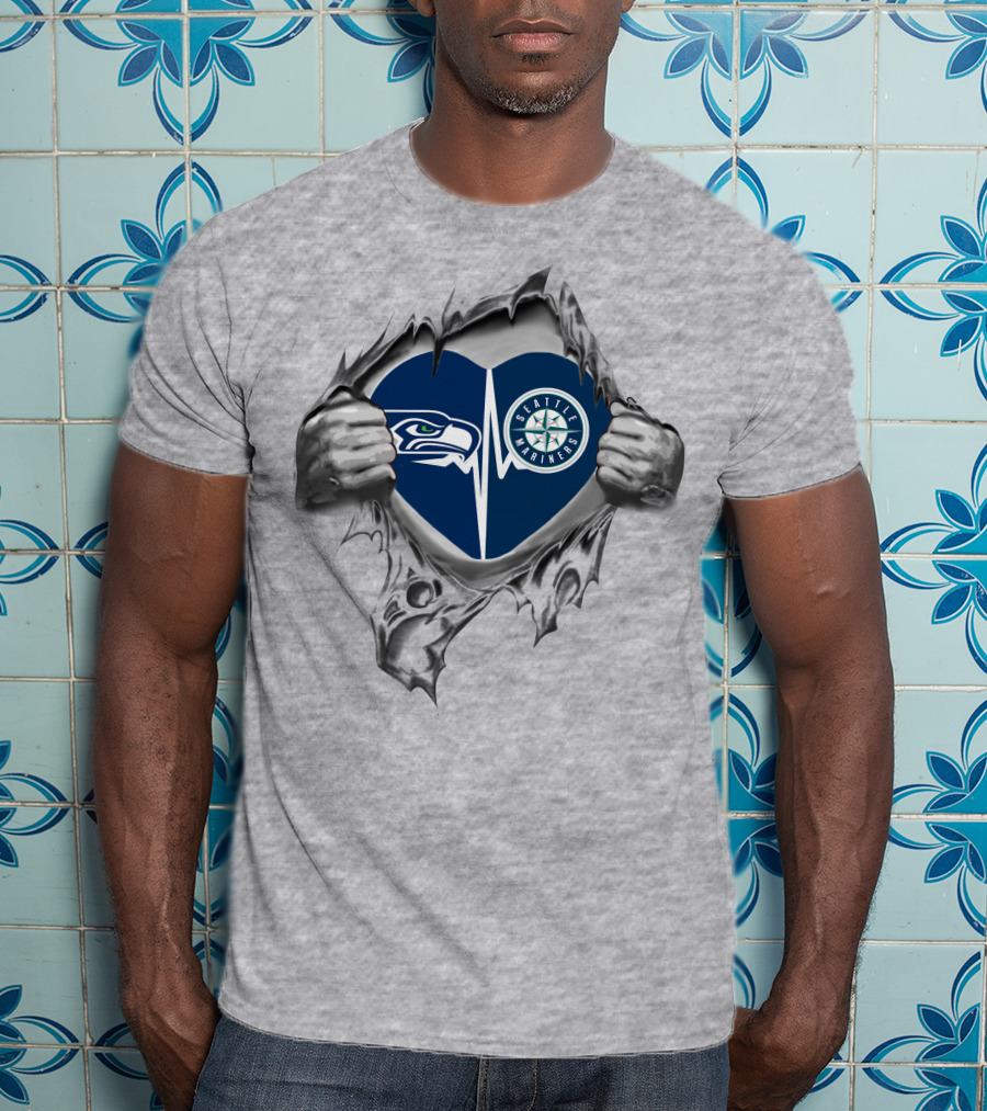Seahawks Mariners Heart Logo Unveiling Passion T-Shirt