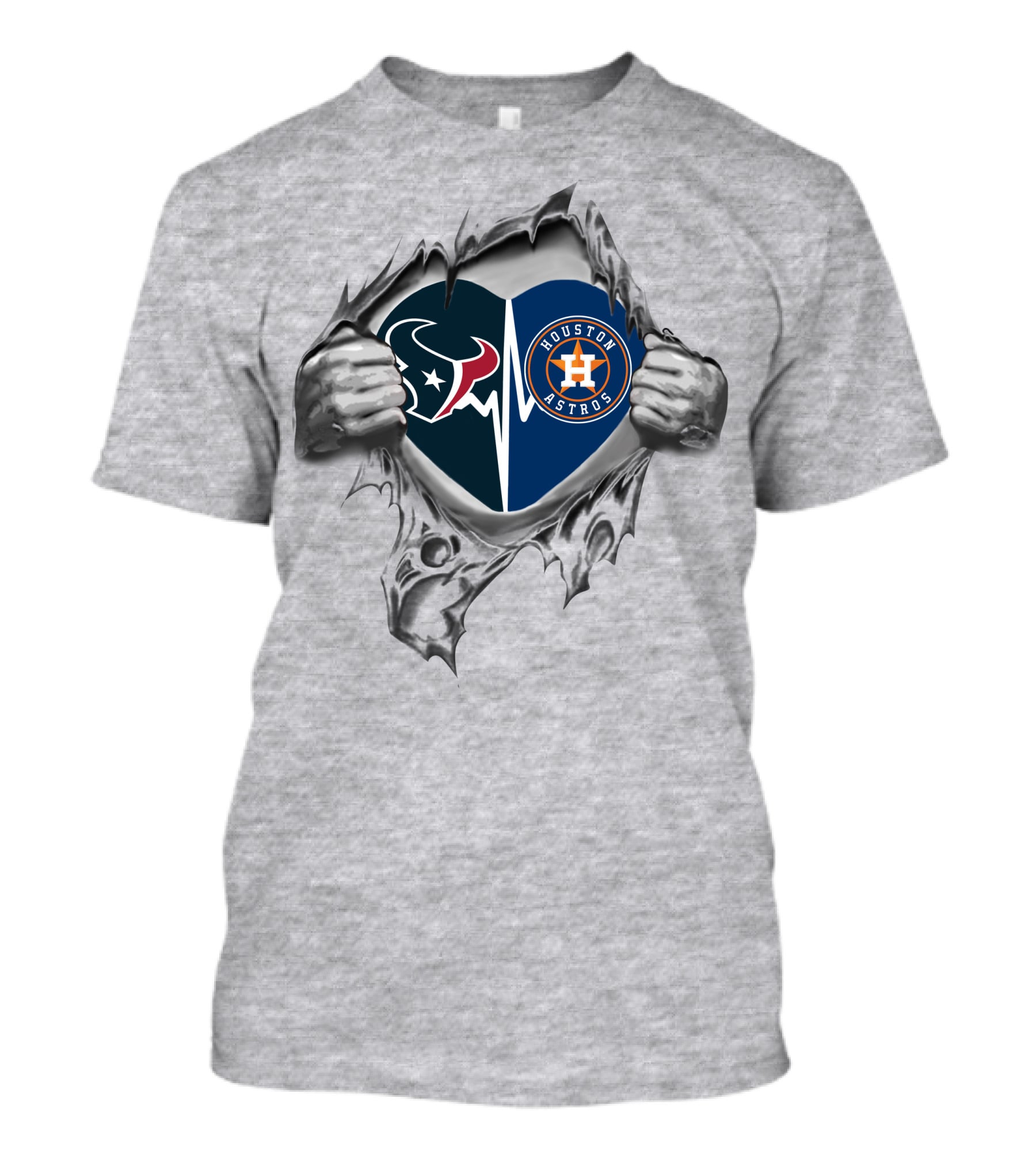 Texans Astros Heartbeat Passion Houston Sports Fan Pride T-Shirt