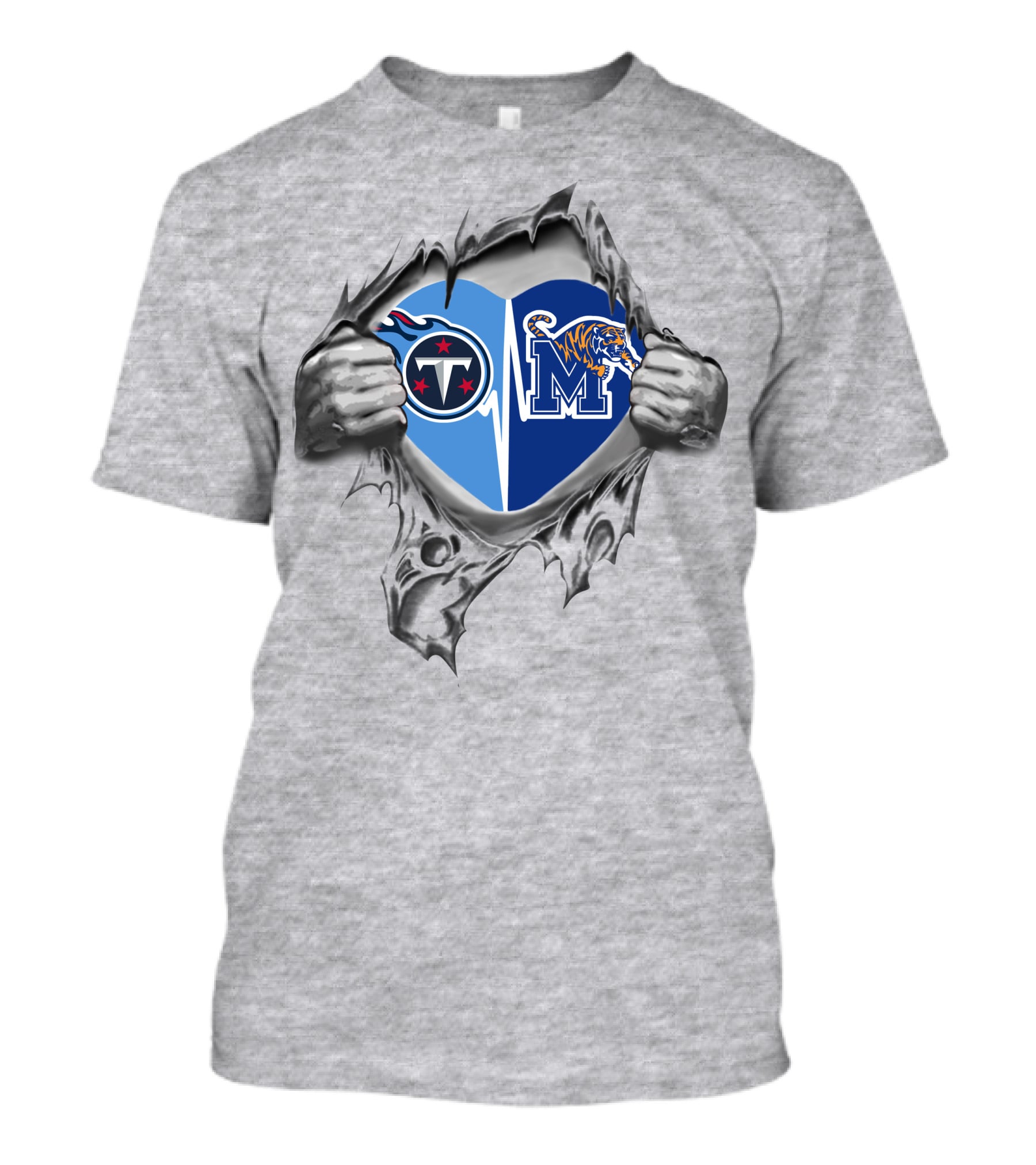Titans Memphis Tigers Heart Logo Symbolizing Team Pride T-Shirt