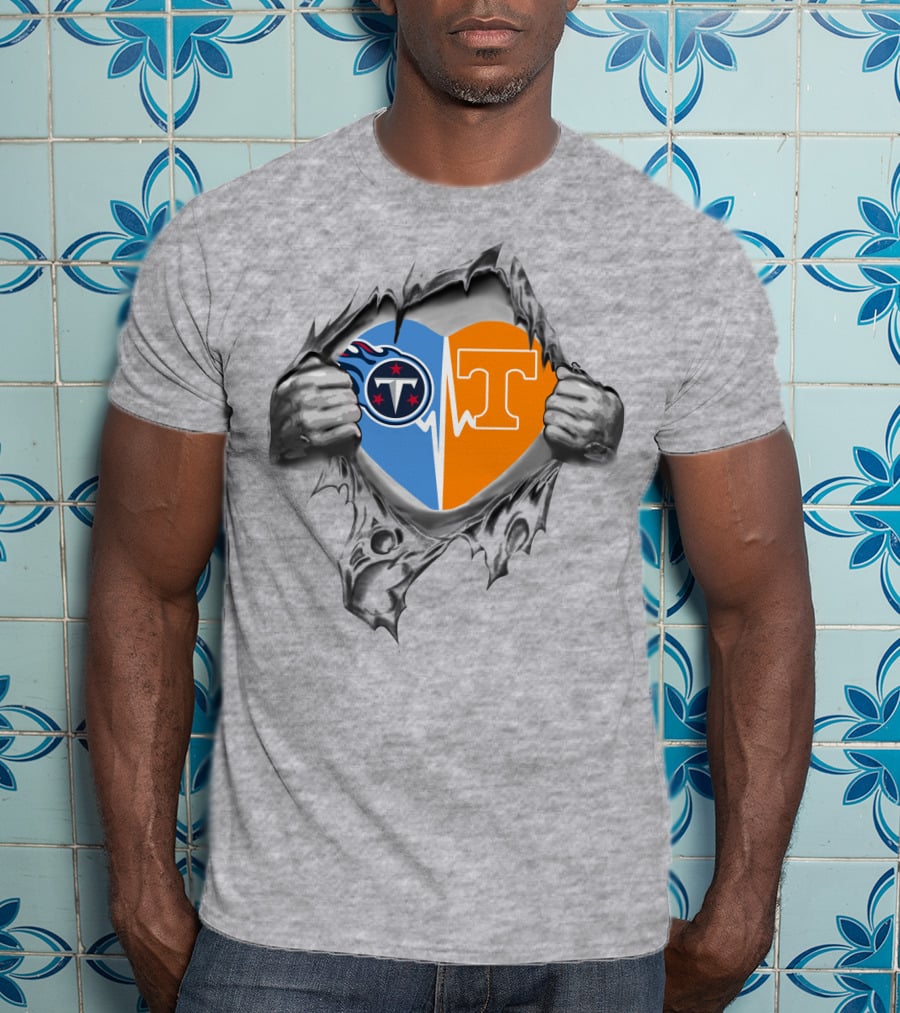 Titans Tennessee Volunteers Heartbeat Logo Fusion T-Shirt