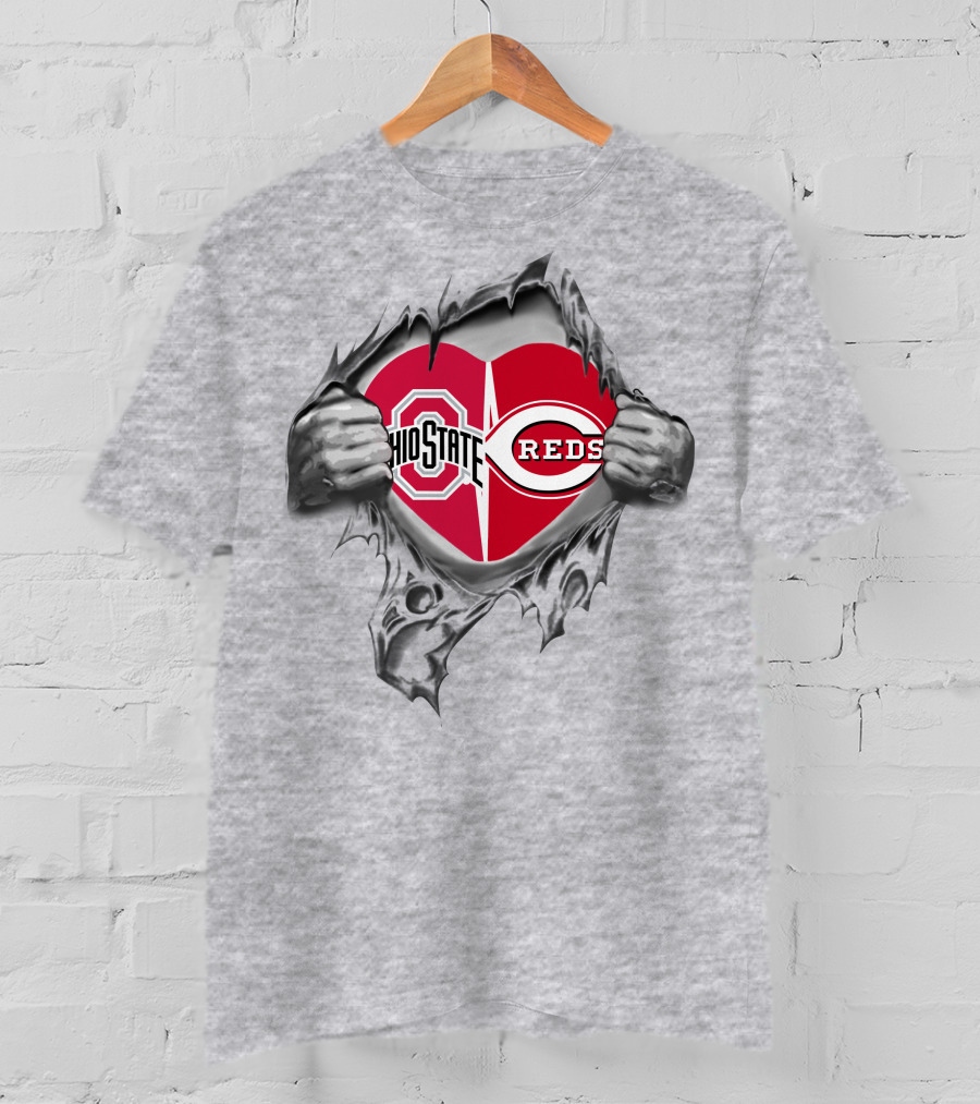 Ohio State Buckeyes Reds Heart Logo Peel T-Shirt