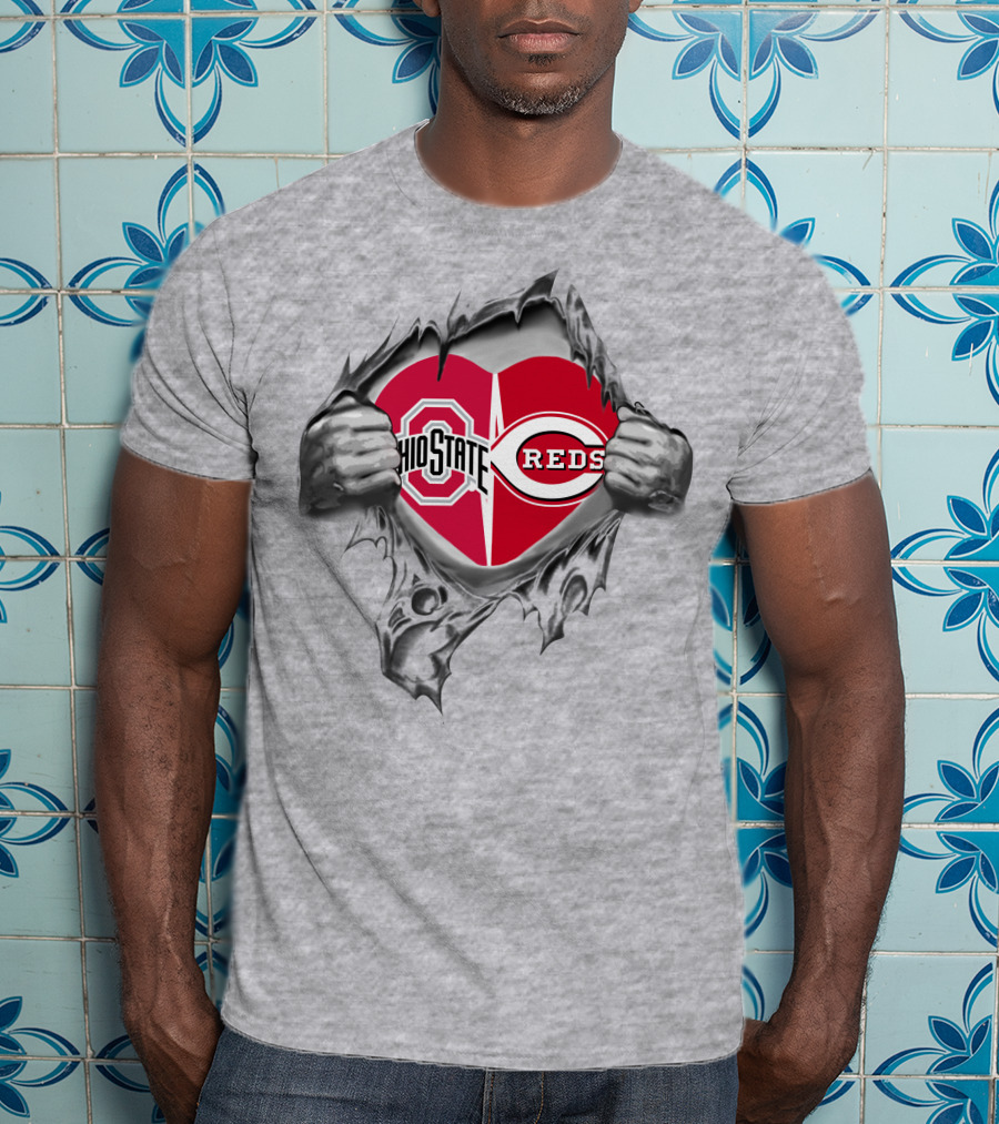 Ohio State Buckeyes Reds Heart Logo Peel T-Shirt