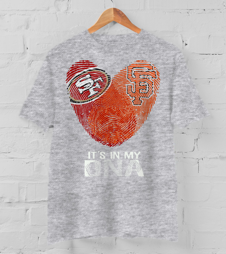 49ers Giants Heart Fingerprint It's In My Dna T-Shirt