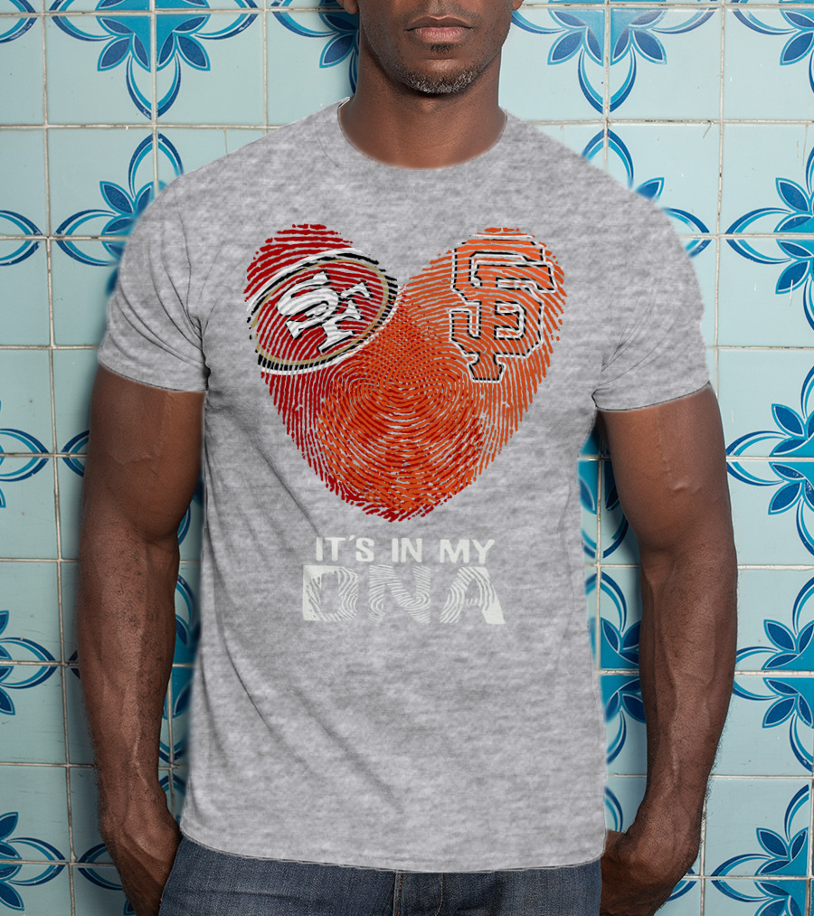 49ers Giants Heart Fingerprint It's In My Dna T-Shirt