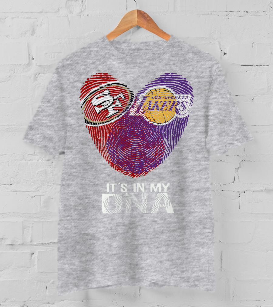 49ers Lakers It's In My Dna Fingerprint Heart T-Shirt