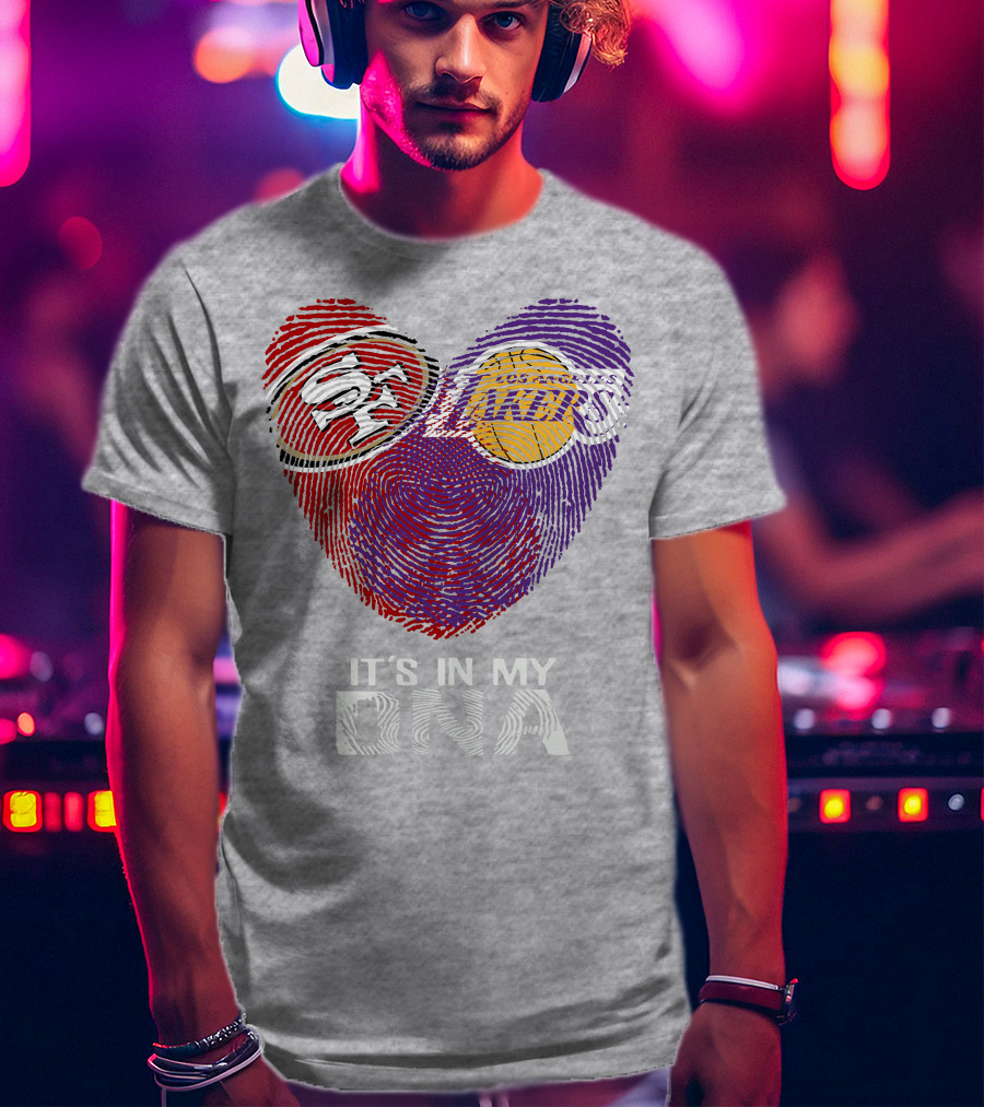 49ers Lakers It's In My Dna Fingerprint Heart T-Shirt