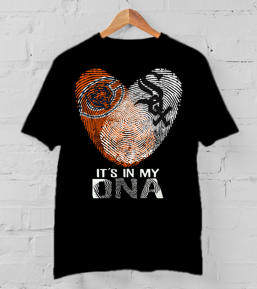 Bears White Sox It's In My Dna Fingerprint Heart T-Shirt