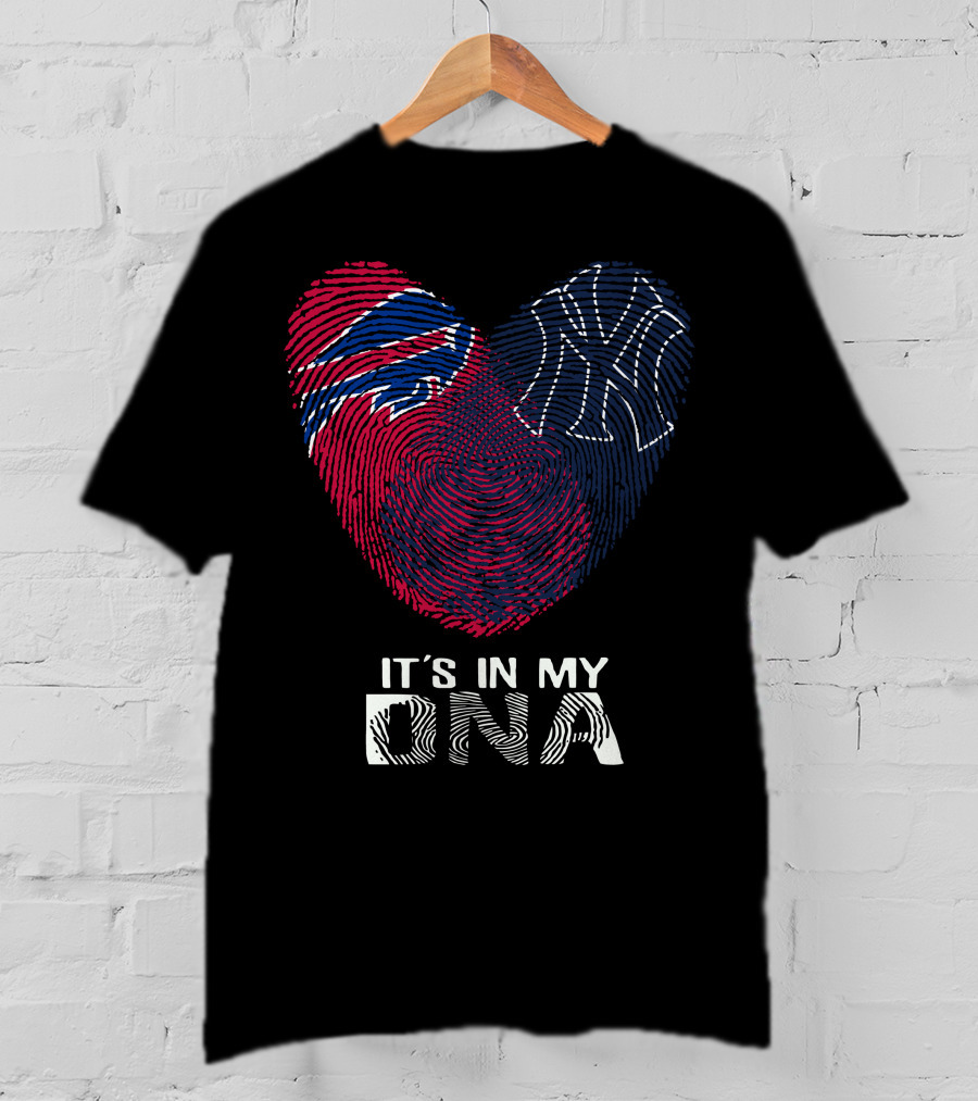 Bills Yankees Fingerprint Heart It's In My DNA T-Shirt