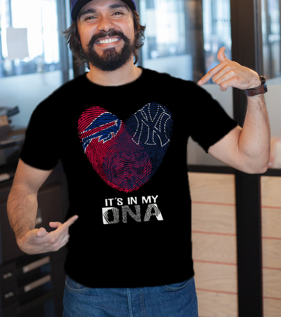 Bills Yankees Fingerprint Heart It's In My DNA T-Shirt