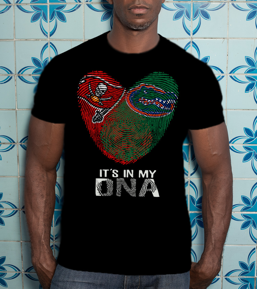 Buccaneers Gators Fingerprint Heart It's In My DNA T-Shirt