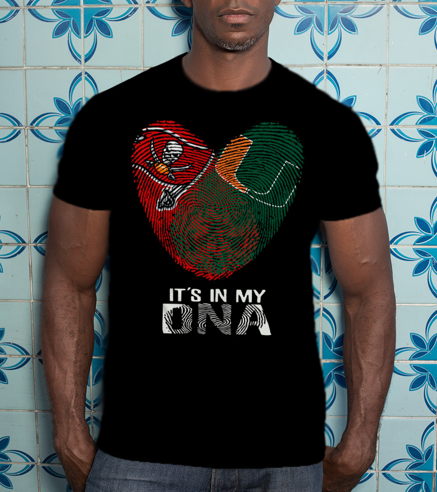 Buccaneers Hurricanes It's In My DNA Fingerprint Skull T-Shirt