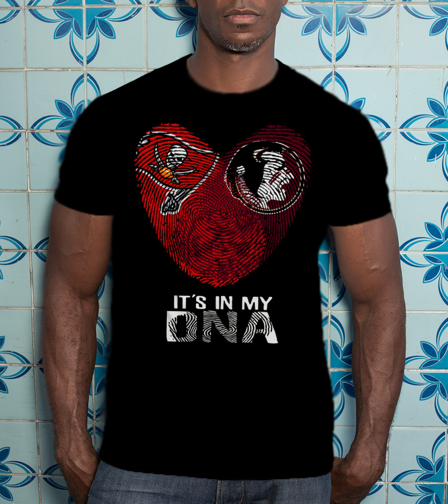 Buccaneers Seminoles It's In My DNA Fingerprint Heart T-Shirt
