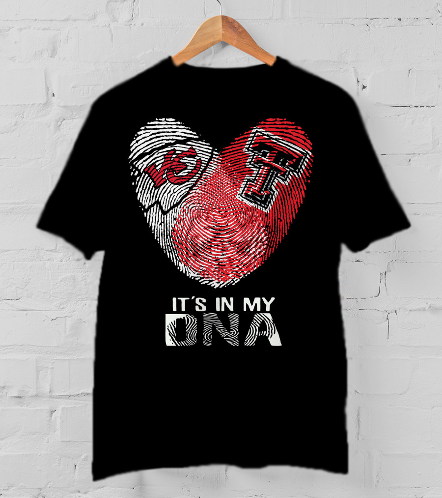 Chiefs Texas Tech It's In My DNA Heart Fingerprint T-Shirt