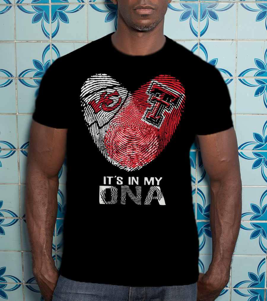 Chiefs Texas Tech It's In My DNA Heart Fingerprint T-Shirt
