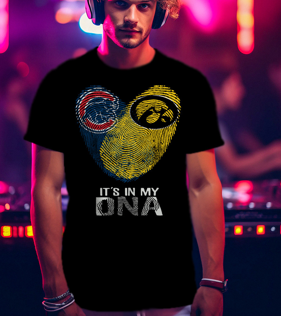 Cubs Iowa It's In My DNA Fingerprint With Chicago And Hawkeyes T-Shirt