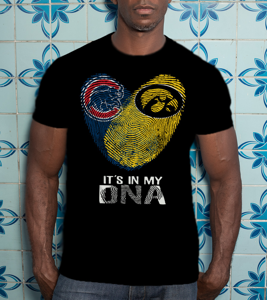 Cubs Iowa It's In My DNA Fingerprint With Chicago And Hawkeyes T-Shirt