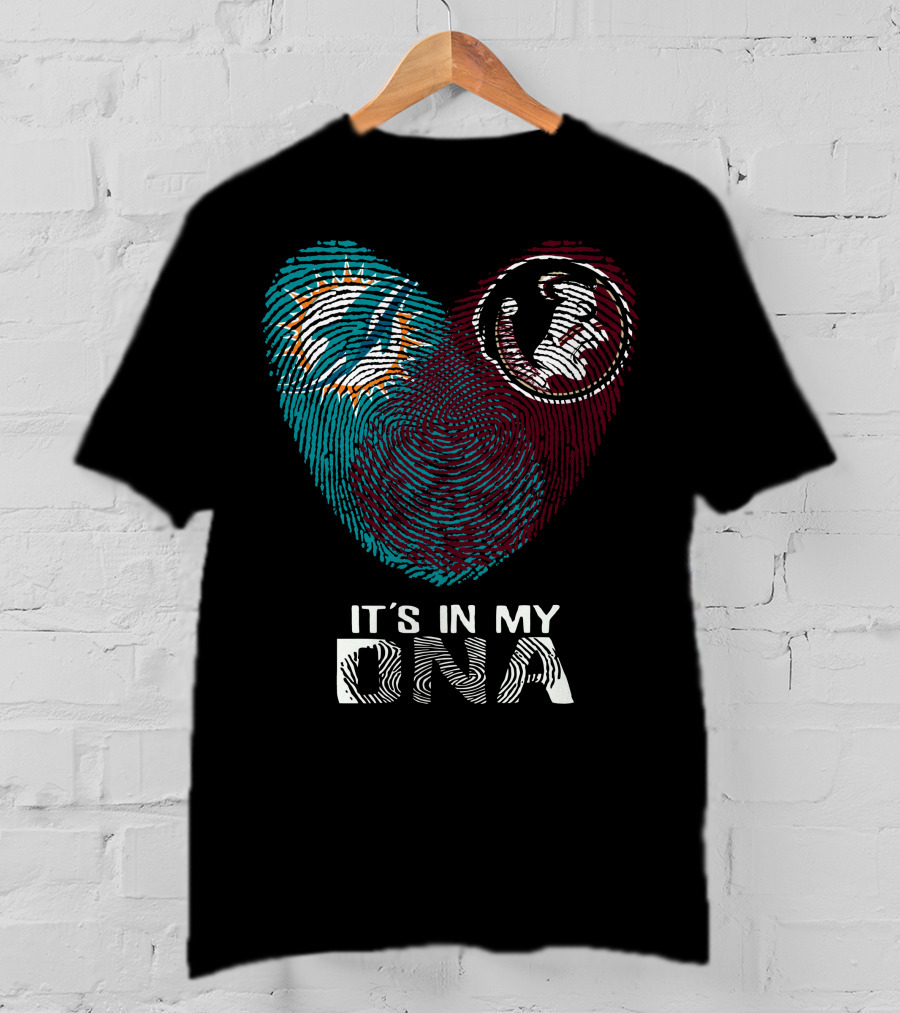 Miami Dolphins Florida State Seminoles It's In My Dna Fingerprint T-Shirt