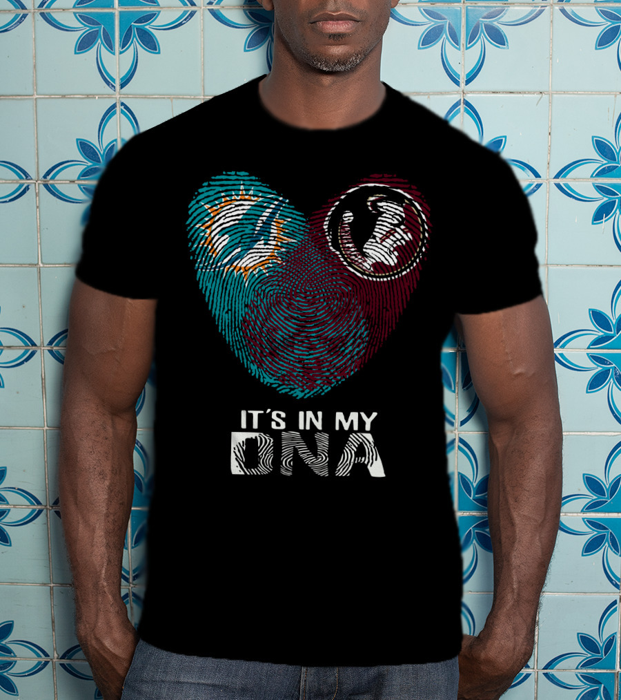 Miami Dolphins Florida State Seminoles It's In My Dna Fingerprint T-Shirt