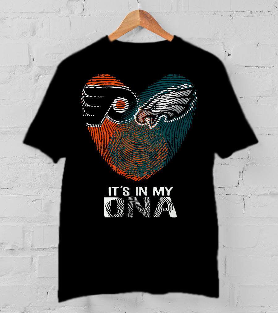 Eagles Flyers It's In My DNA Fingerprint Heart T-Shirt