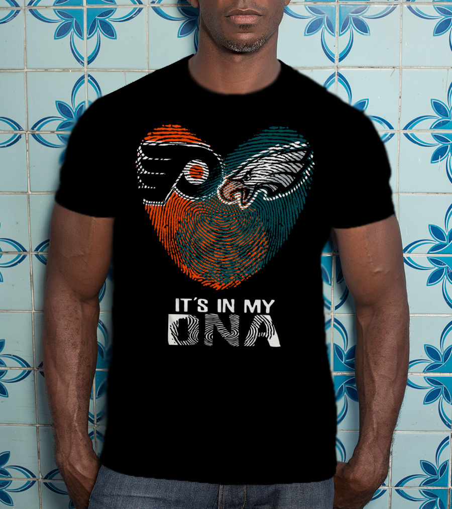 Eagles Flyers It's In My DNA Fingerprint Heart T-Shirt