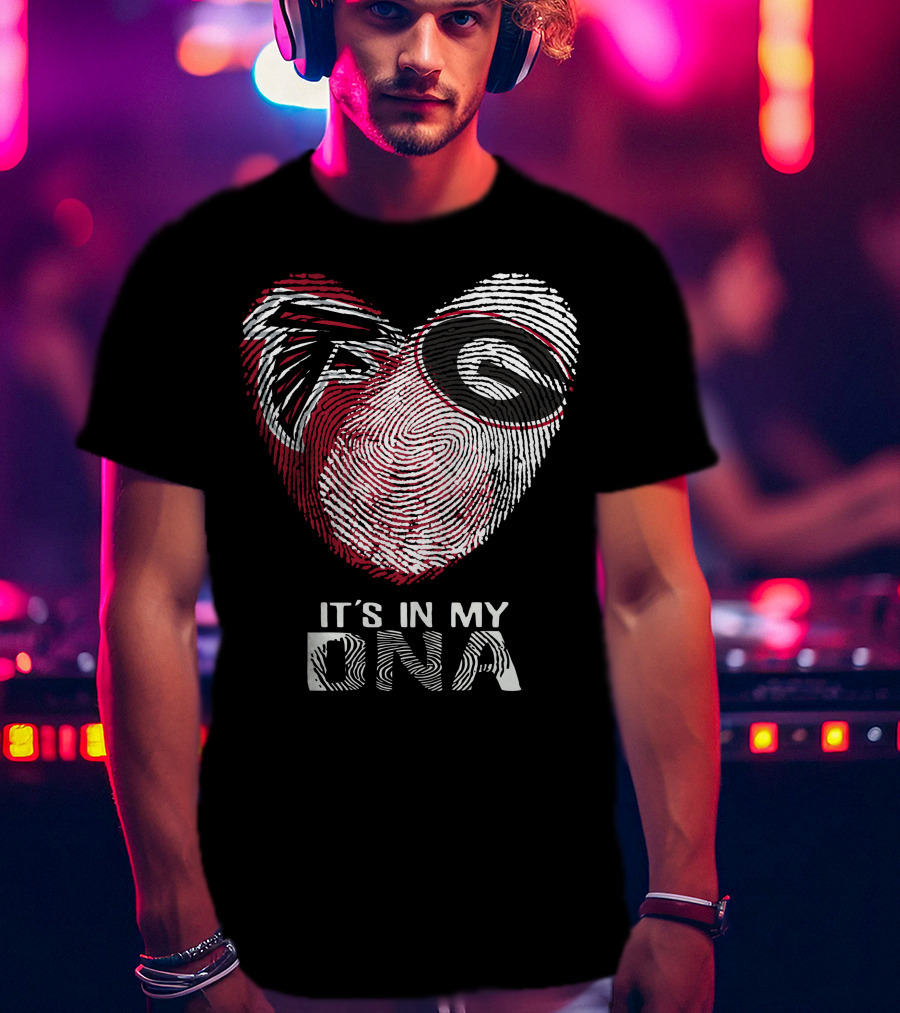 Falcons Bulldogs Heart Fingerprint It's In My DNA T-Shirt