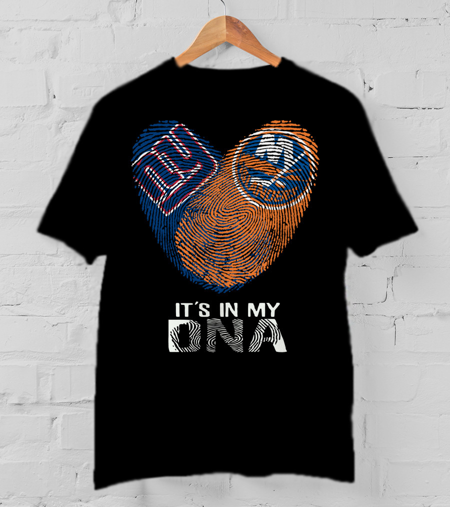 Giants Islanders It's In My DNA Fingerprint Heart T-Shirt