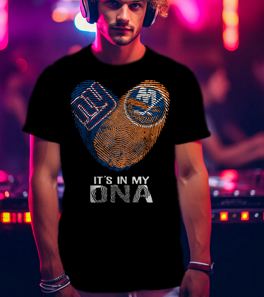 Giants Islanders It's In My DNA Fingerprint Heart T-Shirt